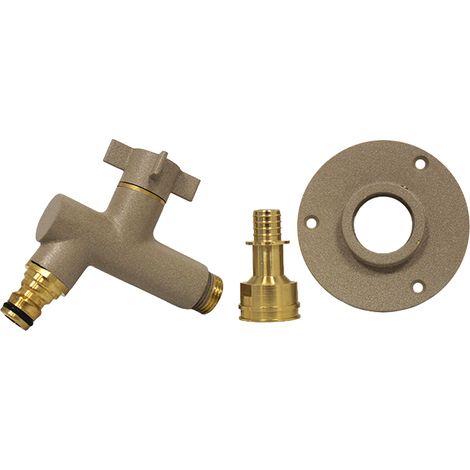 Robinet de jardin antigel OSLO vertical Mâle 1/2" (15/21) avec son applique PER glissement Ø16 - Sable - ANQUIER