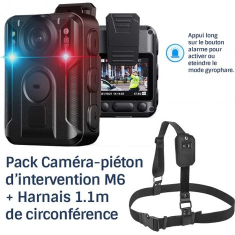 Pack Caméra-piéton d'intervention GPS professionnel HD 2160P 128Go IR détection visage, force de l'ordre + ceinture caméra-piéton (1/5)