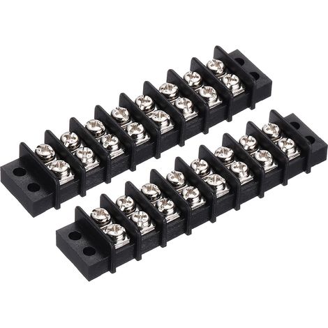 Bornes A Vis Double Rangée 300V 20A 8P Connecteur Electrique Barrette De Jonction PA66 Pour Connexion Fil, 93mm x 21mm x 13mm, 2 Pièces (1/5)