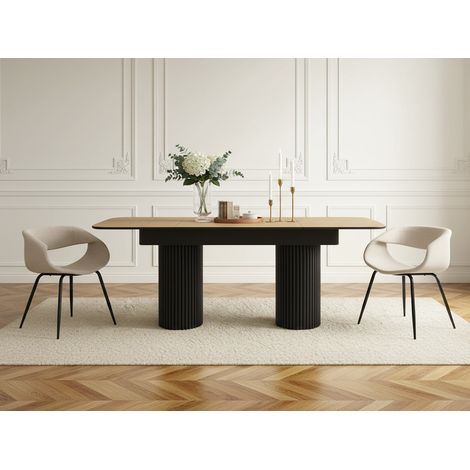 BOBOCHIC - Table à manger extensible BRAGA placage chêne massif  200 à 250 cm