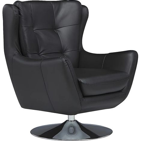 Poltrona girevole in pelle - Nero - ANABA (1/5)