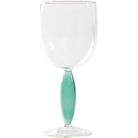 Zafferano Calice da vino rosso collezione Dorici set da 4 pezzi in vetro borosilicato lavorato a mano colore trasparente e verde lago modello vino