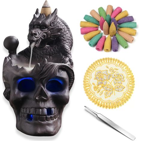Bruciatore LED profumati incensi Candela Speckle Teschio Drago (1/5)