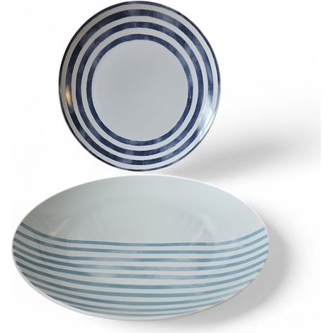 6 x assiettes plates assorties en porcelaine LE CLUB - 26,7cm - H&H