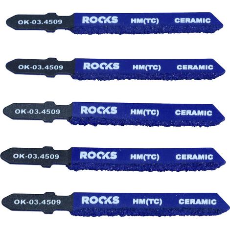 Lame per Seghetto Alternativo ROOKS HM Tipo T per Ceramica 75 mm – Set 5 Pezzi (OK-03.4509)