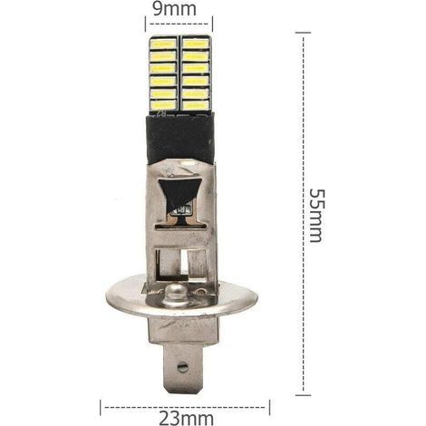 H1-Scheinwerferlampen, 2 Stück, 24 SMD 4014 LED-Nebelscheinwerfer/Tagfahrlicht/Fahrzeugfahrlicht, 6000K weißes Licht (1/4)