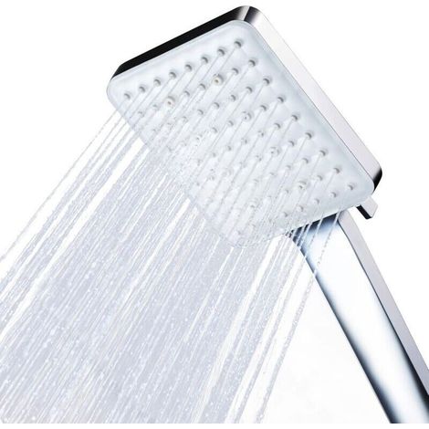 Pommeau de Douche, Pommeau Douche Haute Pression Carré Pomme de Douche Puissante de Remplacement Réglable Universelle, Douchette Douche Salle de Bain 6 Modes, Chromés (1/5)