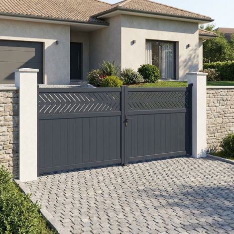 Portail battant aluminium 400x140 cm anthracite motorisable (1/5)