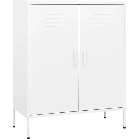 Mobile contenitore di design pratico 80 x 35 x 101,5 cm con ripiani regolabili in acciaio bianco 020046861