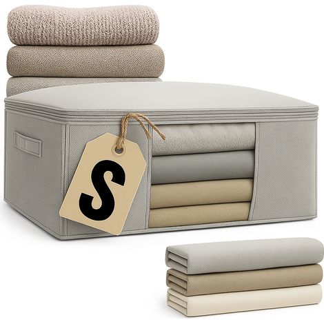 Housse de literie pour ranger les vêtements sous le lit, sac de rangement gris clair, taille S