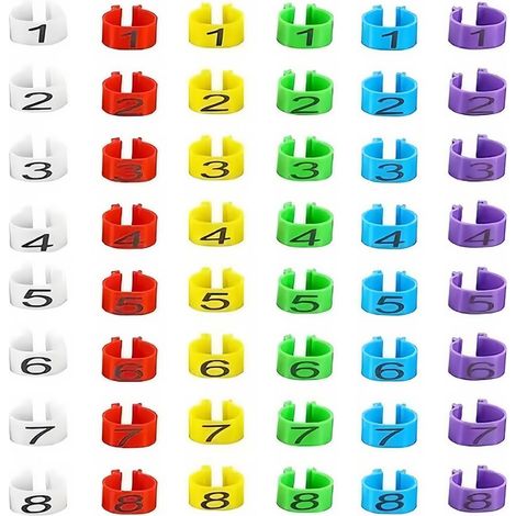 48 anillos para patas de pollo para identificación, anillos multicolores para identificación de pollos, clip numerado para aves de corral, anillo para pollo, para aves de corral, patos, gansos (16 mm)