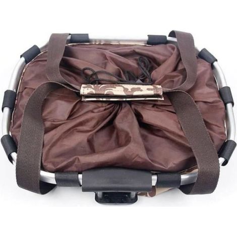 Panier Avant Vélo - Pliable Détachable - Toile Oxford Cadre Aluminium - Pour Chien Chat Courses - 38x24x28 cm (1/4)