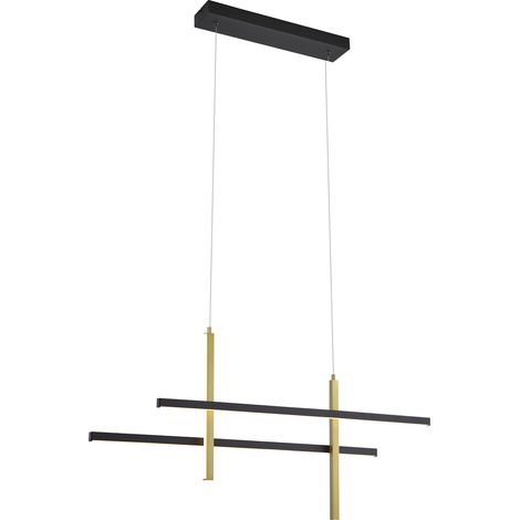 QAZQA Design-Hängeleuchte H Schwarz mit Gold inkl. LED