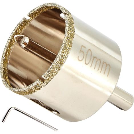 Scie cloche diamant de 50mm avec foret pilote, pointe pour carrelage de 50mm avec foret de guidage au centre pour verre, porcelaine, carrelage, céramique, marbre et granit (1/5)