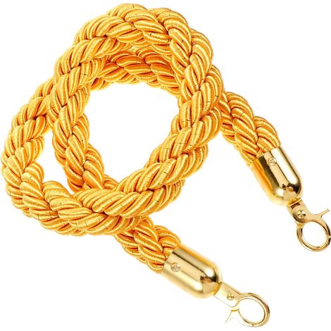 Corde de Barrière de Sécurité en Polyester Or pour Poteaux, Facile à Installer et Retirer, pour L'organisation des Invités Lors de Cérémonies et Cinémas (1/5)