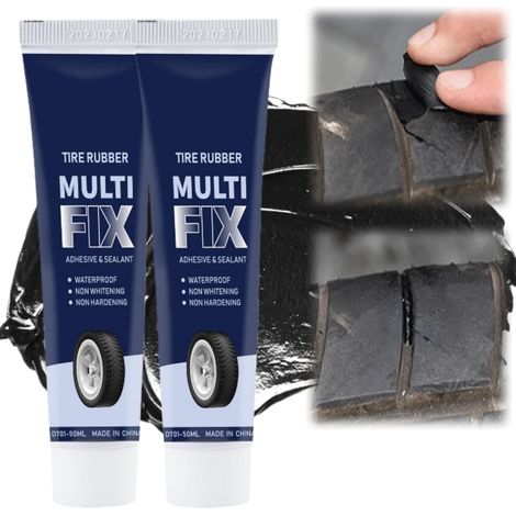 2PCS 50ML Car Tyre Repair Glue,Colle Rustine Vélo et Voiture, Colle Réparation Pneu Voiture, Colle Pneu Voiture Forte Adhérence, Colle Mèche Pneu Étanche,Résistante aux Intempéries (1/5)