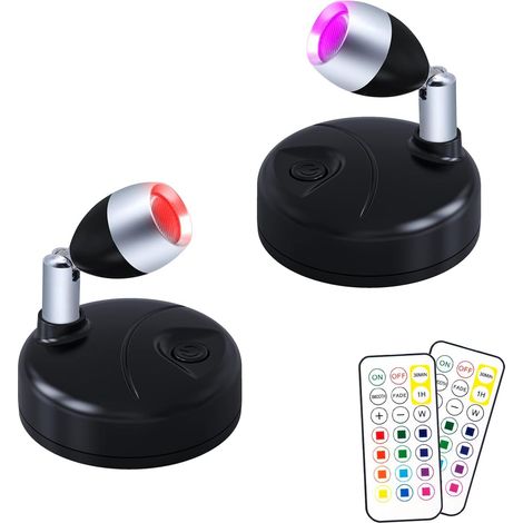 RGB-Innenstrahler – kabellose Mini-Akzentleuchten mit Fernbedienung – 13 Farben – batteriebetrieben – 60 Lumen LED-Bilderleuchte mit Dimmer (1/5)