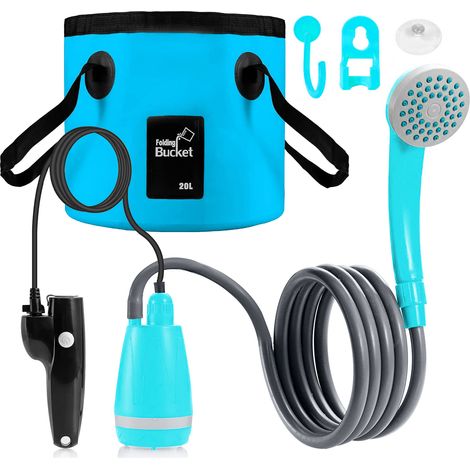 Douche Portable pour Camping, Douche électrique Extérieure Rechargeable, Seau Pliable 20L, pour Camping, Randonnée, Voyage (1/5)