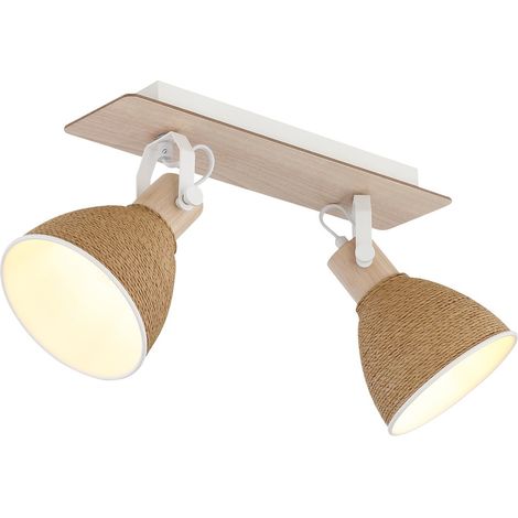 Faretto da soffitto Lampada da soffitto in legno Lampada da soggiorno orientabile bianca in metallo L 39 cm (1/5)