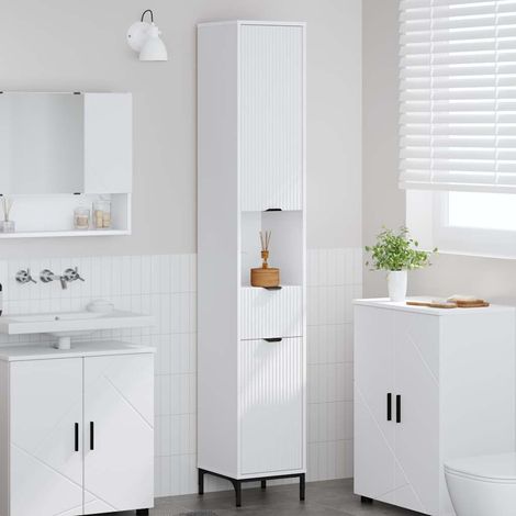Badezimmerschrank mit Schubladen Weiß 31,5 x 33 x 190 cm