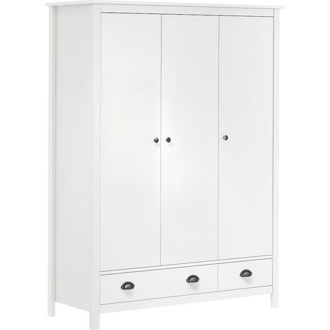 Maison Exclusive - Kleiderschrank mit 3 Türen Hill Weiß 127x50x17