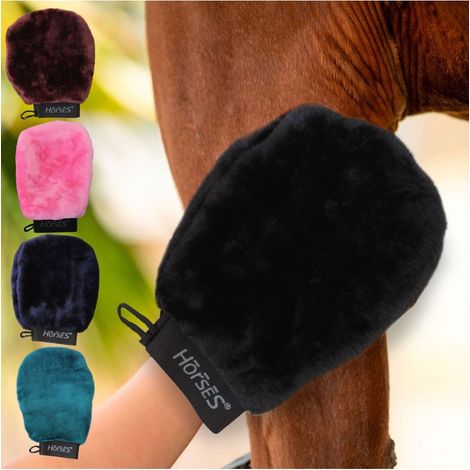 Unica, GRIGIO: Guanto da grooming in pelo per cavalli modello Teddy