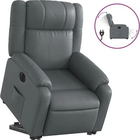 Fauteuil inclinable électrique en similicuir gris