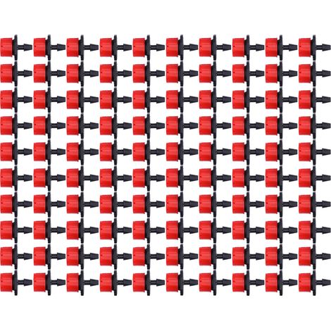 100 Stück 8-Loch-Tropfbewässerungs-Emitter, verstellbar, für Garten, Gewächshaus, Hof, Rot (1/5)