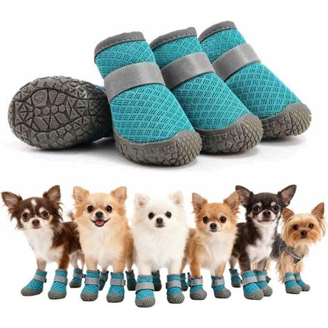 Set di 4 scarpe per cani di piccola taglia (sotto i 10 kg), scarpe per zampe ferite, stivali da neve antigelo per cani, protezioni traspiranti per le zampe. (1/5)