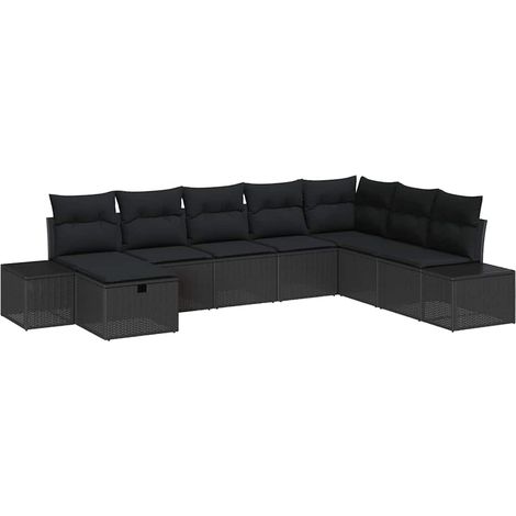 Maison Exclusive - Garten-Sofa-Set mit Kissen 8 pcs Schwarz Poly