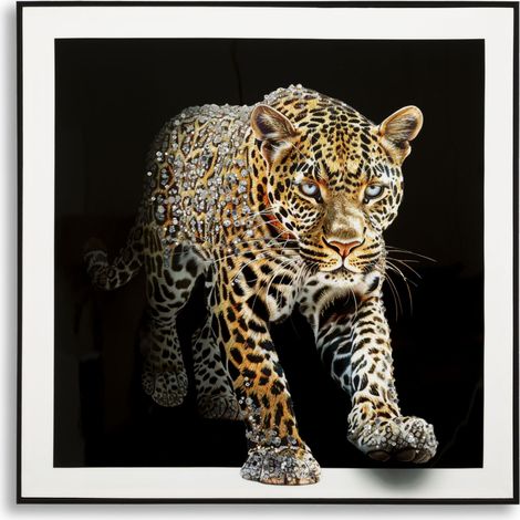 CUADRO LACADO SOBRE LIENZO JAGUAR CON MARCO -A- CM 82X4X82 (1/4)
