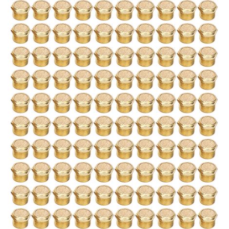 100 Pièces Silencieux Pneumatique Laiton G3/8 DN10 à Tête Plate pour Composants Industriels SLM‑03 (1/5)
