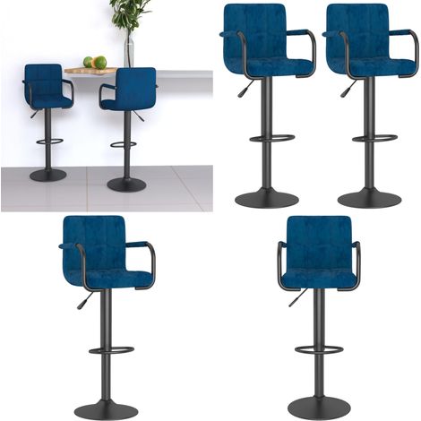 Tabourets de bar lot de 2 bleu velours - Tabouret de bar bleu - Tabouret de bar avec accoudoir (1/5)