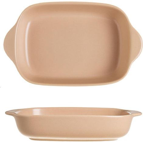 Lot de 2 plats à gratin en céramique avec poignées, plats à lasagnes, rôtis et pâtisseries (kaki) (1/5)