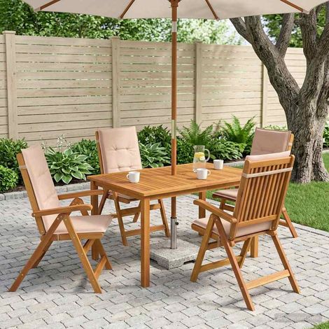 vidaXL Juego de comedor de jardín de 5 piezas Natural (1/5)