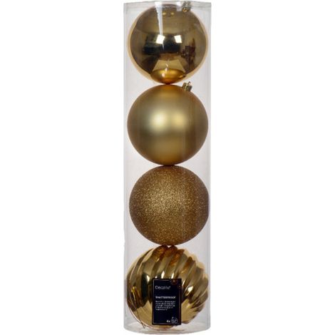 SET 4 PALLINE NATALIZIE INFRANGIBILI Ø14 CM ORO (1/2)