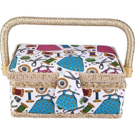 Panier à couture, boîte de rangement pour aiguilles et fils à coudre, boîte à aiguilles et fils haut de gamme, organiseur de bureau, boîte à reçus de couture pour un usage quotidien.