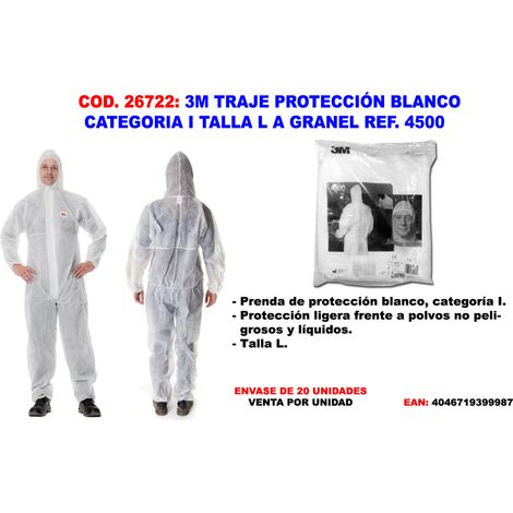 Tuta protettiva bianca 3M Categoria I Taglia L Rif. 4500