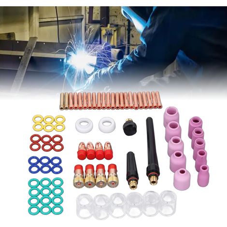 Kit d'accessoires de soudage WP17/18/26 de 81 pièces, comprenant des pièces vulnérables telles que la coupelle de protection en verre n° 10. (1/5)