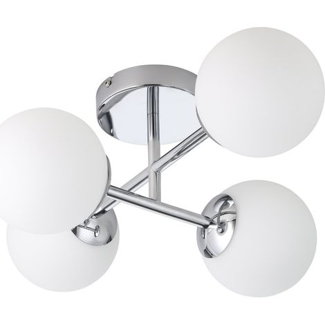 Plafoniera Contemporanea Castrovido Acciaio Cromo Bianco 4 Luci G9 4,2 Ip44