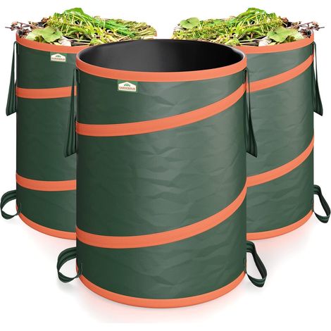 Lot de 3 sacs à déchets de jardin 85L, charge max 30kg, tissu Oxford 600D renforcé hydrofuge, poignées solides, sac pliable pour feuilles et déchets verts (1/4)