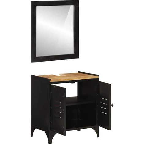 Maison Exclusive - 2-tlg. Badmöbel-Set Eisen und Massivholz Mango (1/5)