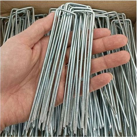 Lot de 80 Paillage pour plante agrafes de paysage de jardin de 15 cm galvanisées piquets de pelouse pour barrière anti-mauvaises (1/5)