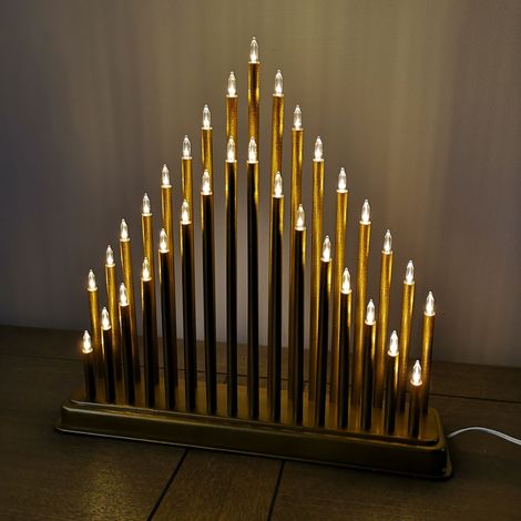 34cm Premier Christmas Candlebridge with 33 LEDs in Gold Mains Operated (1/5)