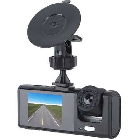 Caméra de voiture Double 3-en-1 1080P HD Enregistreur de conduite Avant et Intérieur avec Capteur G, Boucle d'enregistrement (1/5)