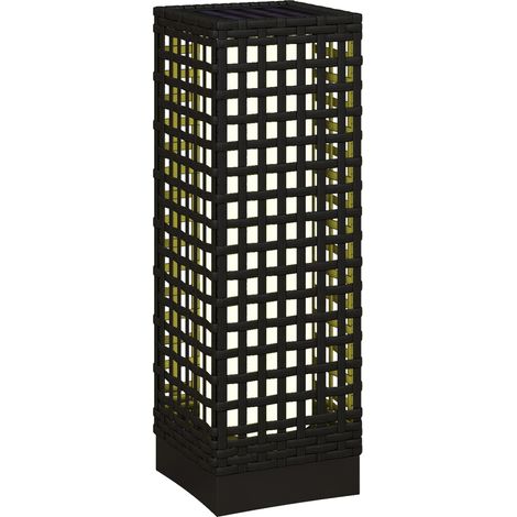 Lámpara solar LED para exterior efecto ratán negra 15,5 x 15,5 x 46 cm IP44 con sensor de luz (1/5)