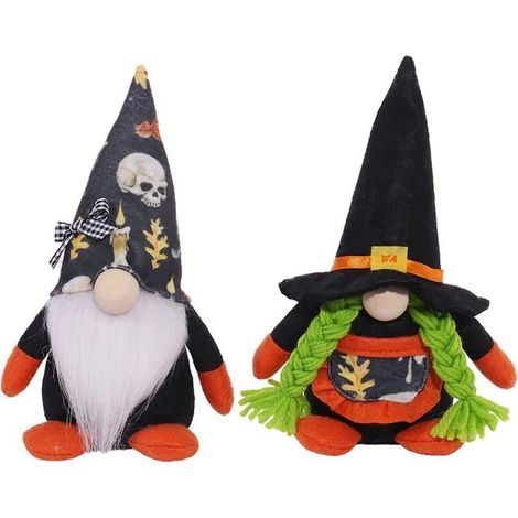 Figurines en peluche - Lot de 2 - Halloween - Décoration scandinave - Multicolore (1/5)