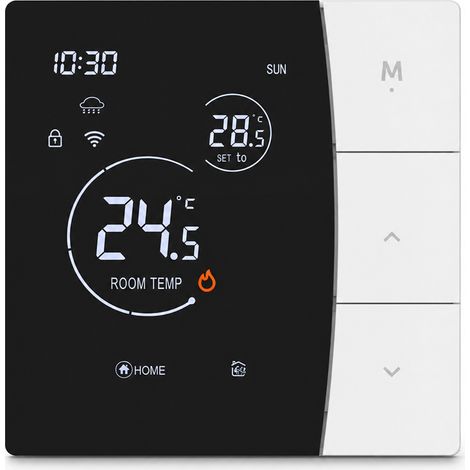 Thermostat d'ambiance 3 A pour chauffage hydraulique et chaudière murale, sans Wi-Fi, blanc (1/5)