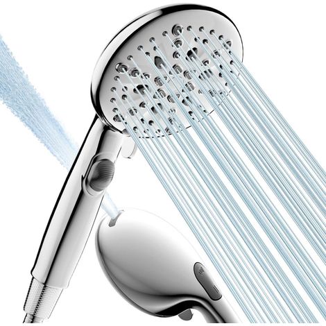 Cobbe Duschkopf mit Schlauch 7+2 Strahlarten 1,5m Anti-Knick Chrom (1/5)