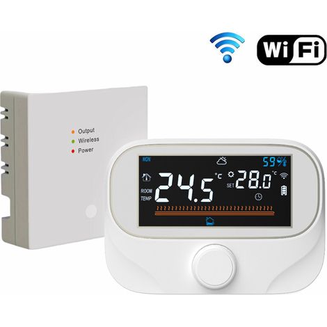 Intelligenter Thermostat, Elektroheizungsthermostat, WLAN-Thermostat, kompatibel mit Sprach- und Fernbedienung, drahtloser RF-Wandthermostat für Heizkessel, 1:1-Steuerung (1/4)